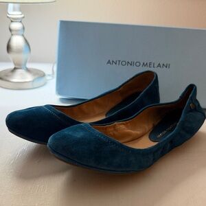 ANTONIO MELANI Teal Suede Women's Flats